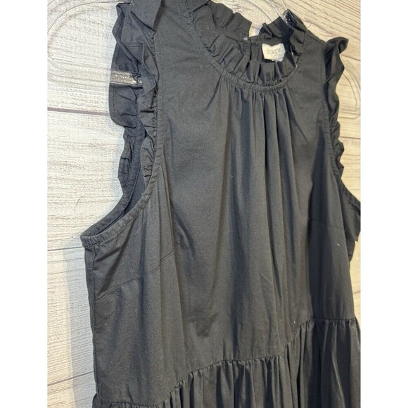 J.Crew Tiered Ruffle Shoulder Sleeveless Midi Dress Black Cotton Blend Size 2 - Picture 3 of 7